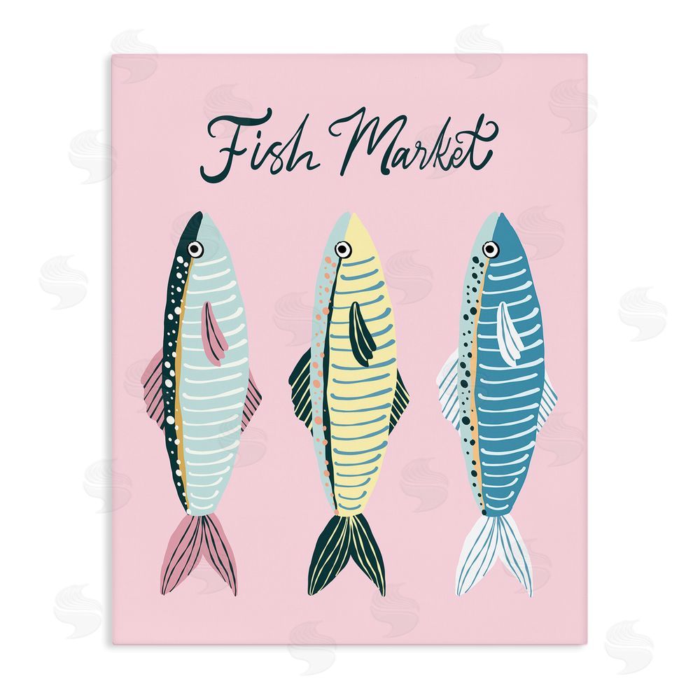 Hey Bre! Creative Studio Quirky Coastal Fish Market Stretched Canvas Wall Art Print
