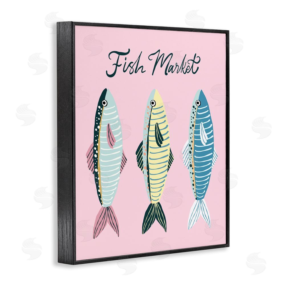 Hey Bre! Creative Studio Quirky Coastal Fish Market Black Framed Giclee Wall Art Print