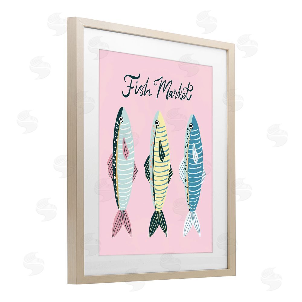 Hey Bre! Creative Studio Quirky Coastal Fish Market Brown Framed Print Under Glass Wall Art