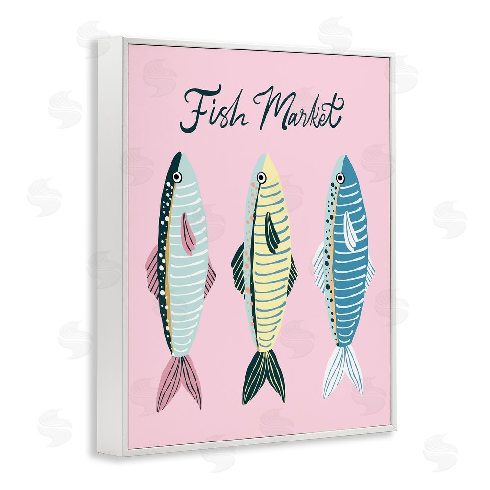 Hey Bre! Creative Studio Quirky Coastal Fish Market White Framed Giclee Wall Art Print