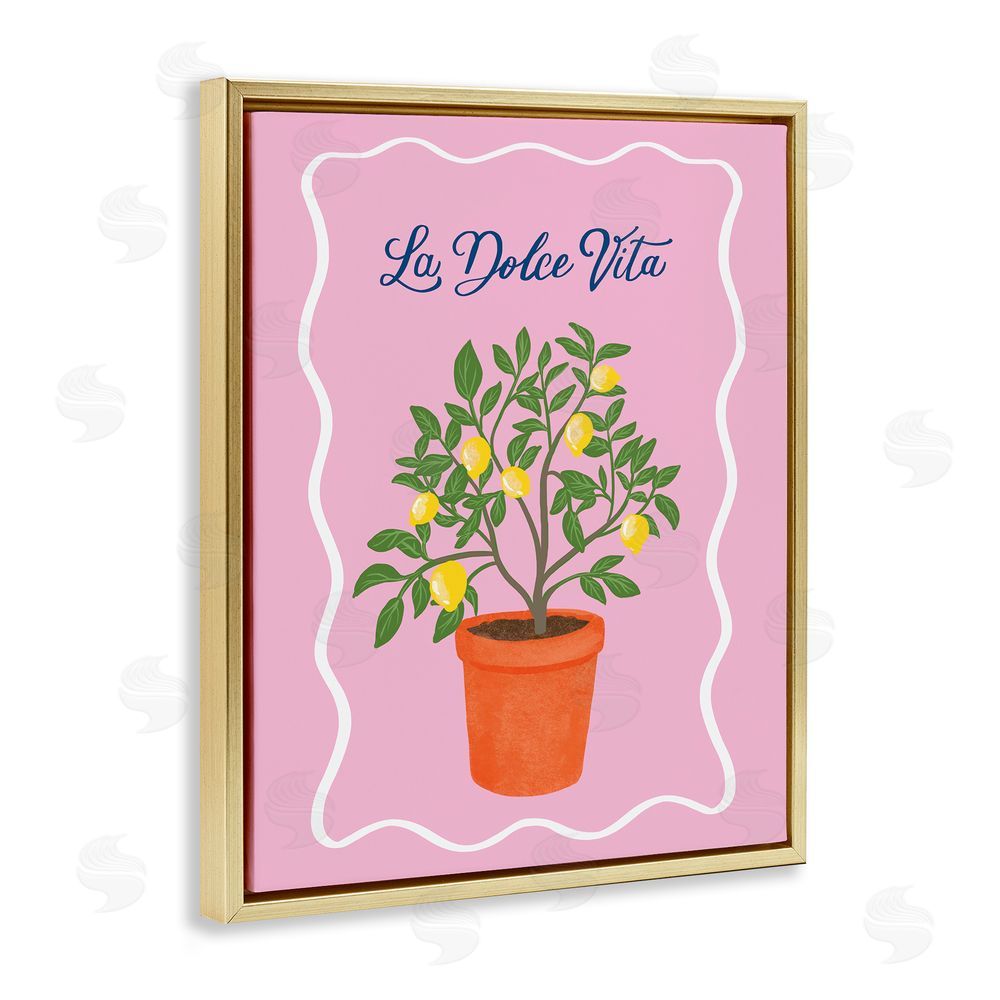 Be Ni La Dolce Vita Lemon Tree Gold Floating Frame Canvas Wall Art