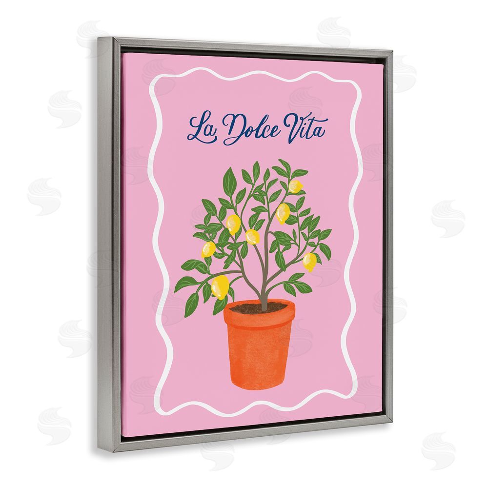 Be Ni La Dolce Vita Lemon Tree Gray Floating Frame Canvas Wall Art
