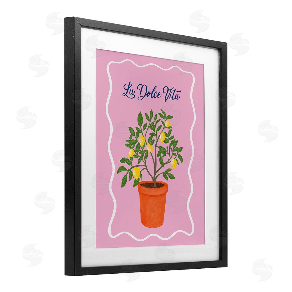 Be Ni La Dolce Vita Lemon Tree Black Framed Print Under Glass with Mat Wall Art