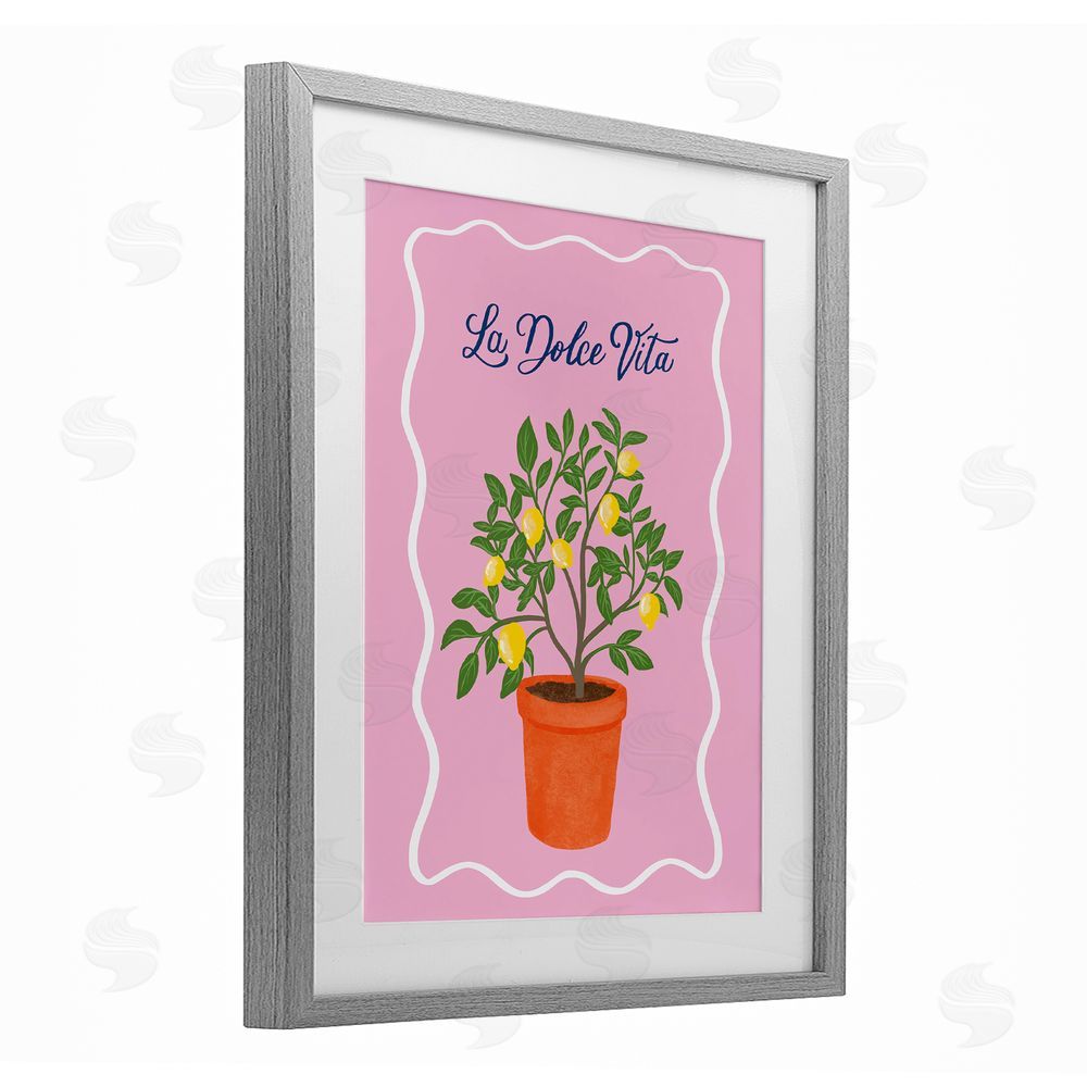 Be Ni La Dolce Vita Lemon Tree Gray Framed Print Under Glass with Mat Wall Art
