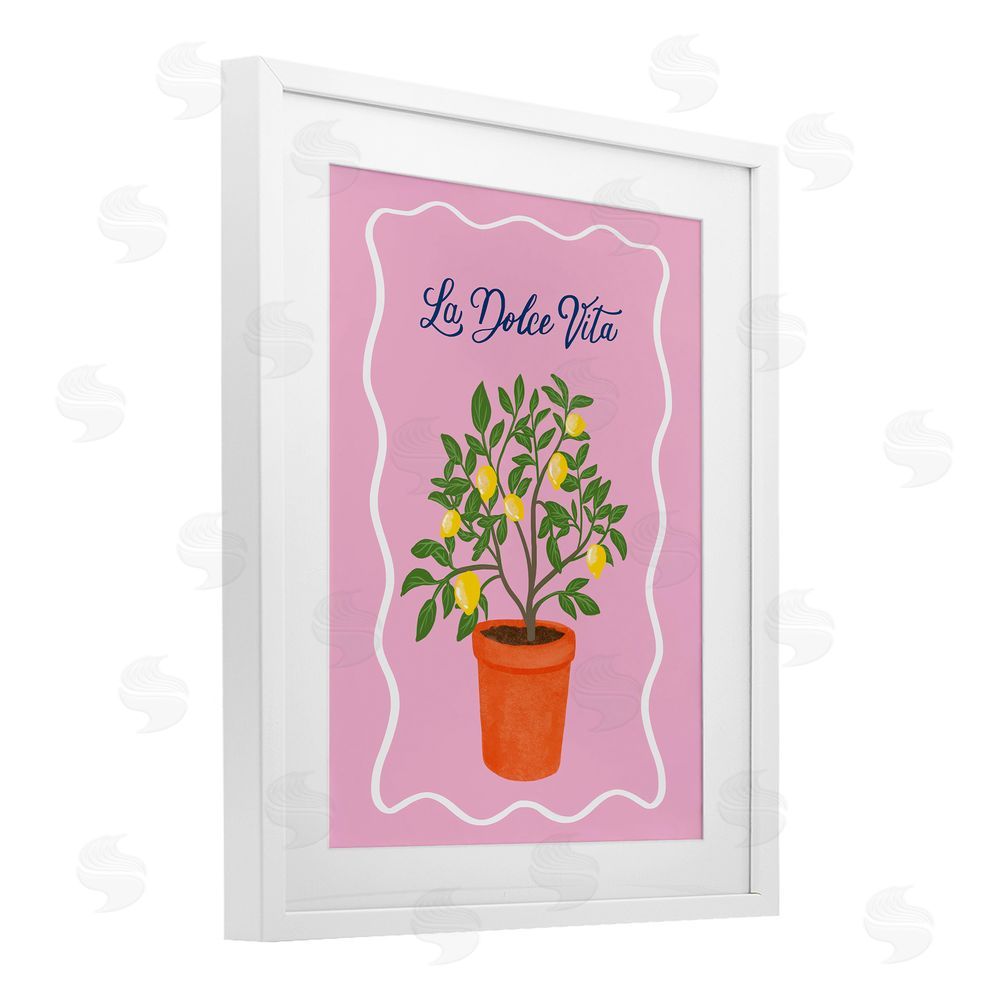 Be Ni La Dolce Vita Lemon Tree White Framed Print Under Glass with Mat Wall Art