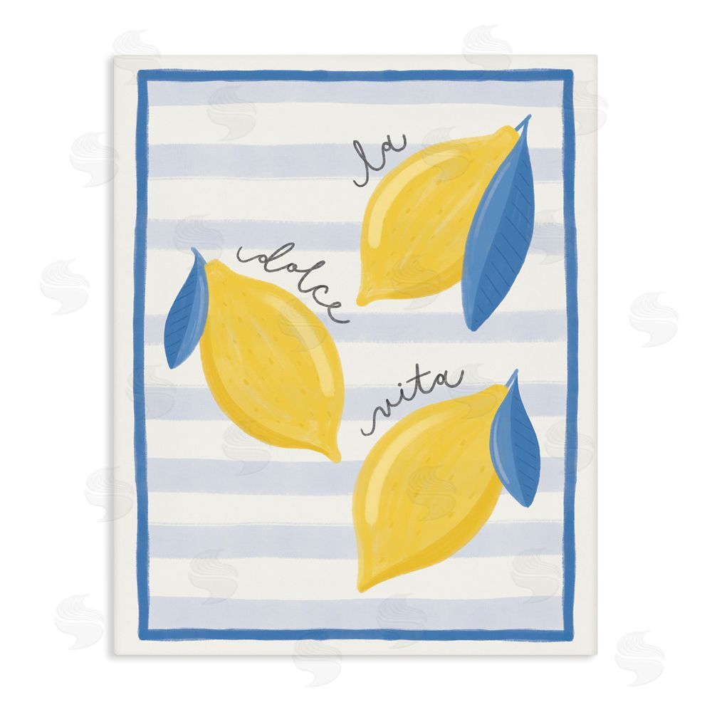 Jalynn Heerdt Dolce Vita Lemons & Stripes Stretched Canvas Wall Art