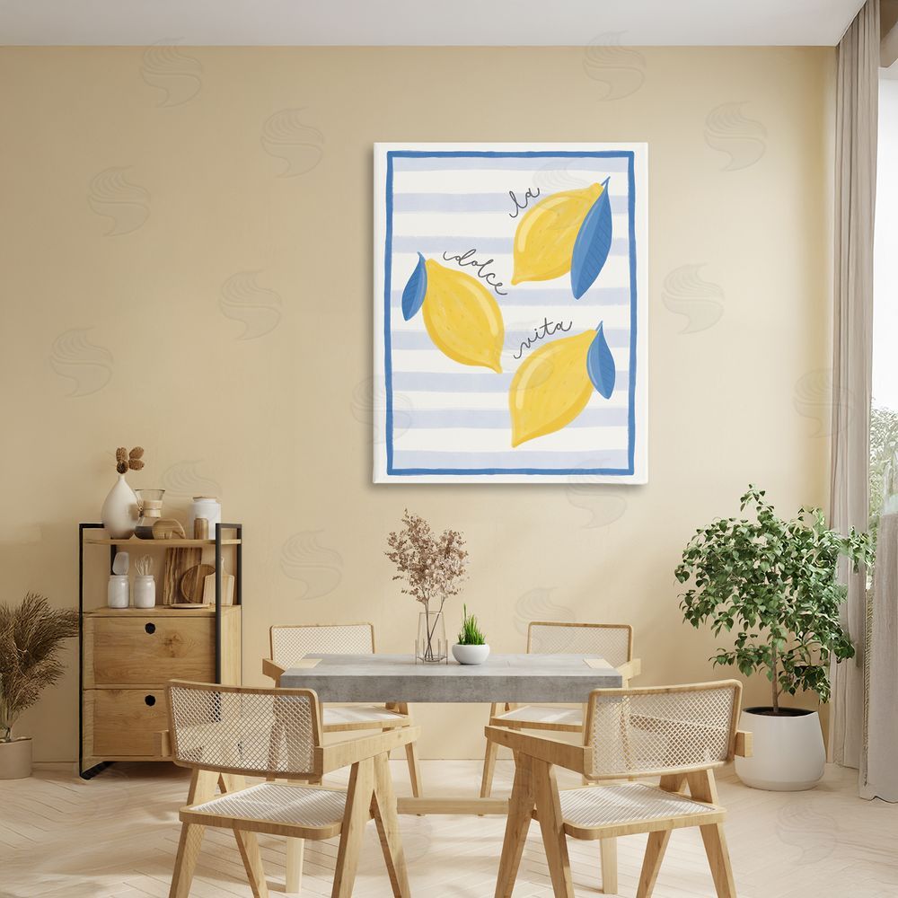 Jalynn Heerdt Dolce Vita Lemons & Stripes Stretched Canvas Wall Art in Room