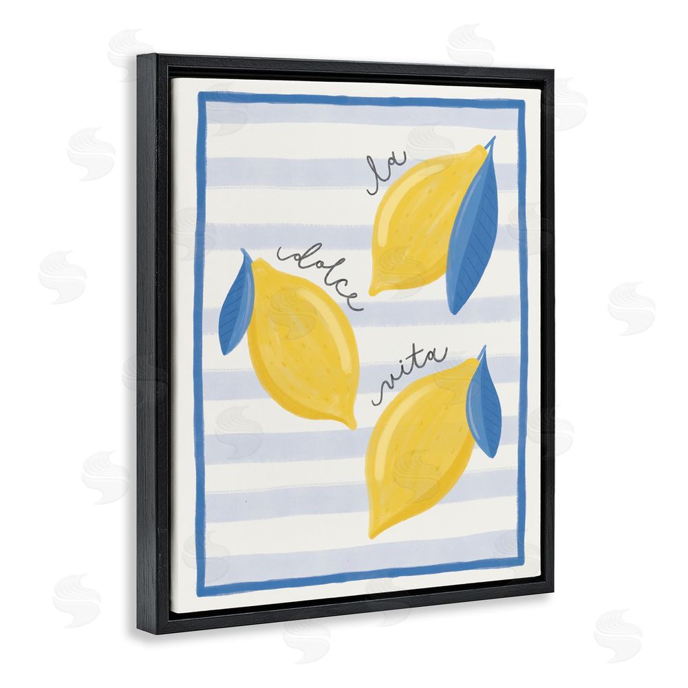 Jalynn Heerdt Dolce Vita Lemons & Stripes Black Floating Frame Canvas Wall Art