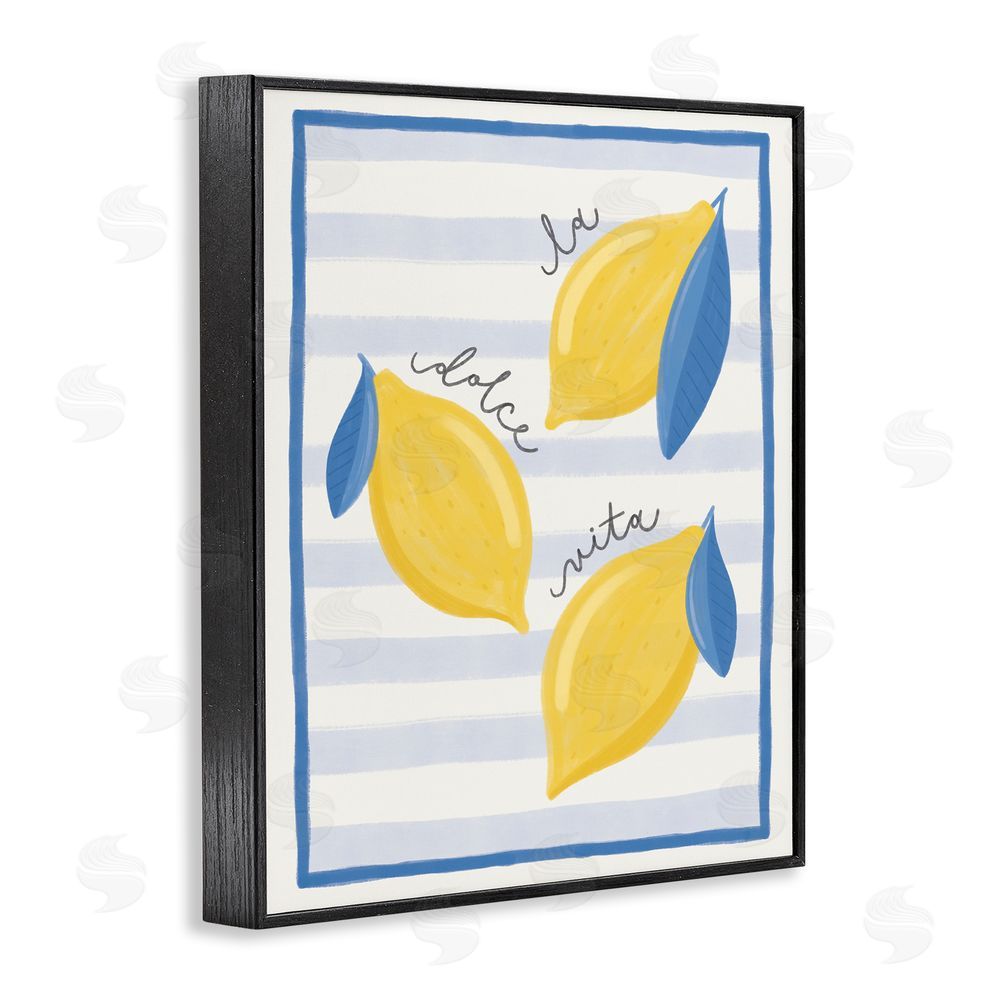 Jalynn Heerdt Dolce Vita Lemons & Stripes Blacked Framed Giclee Wall Art Print