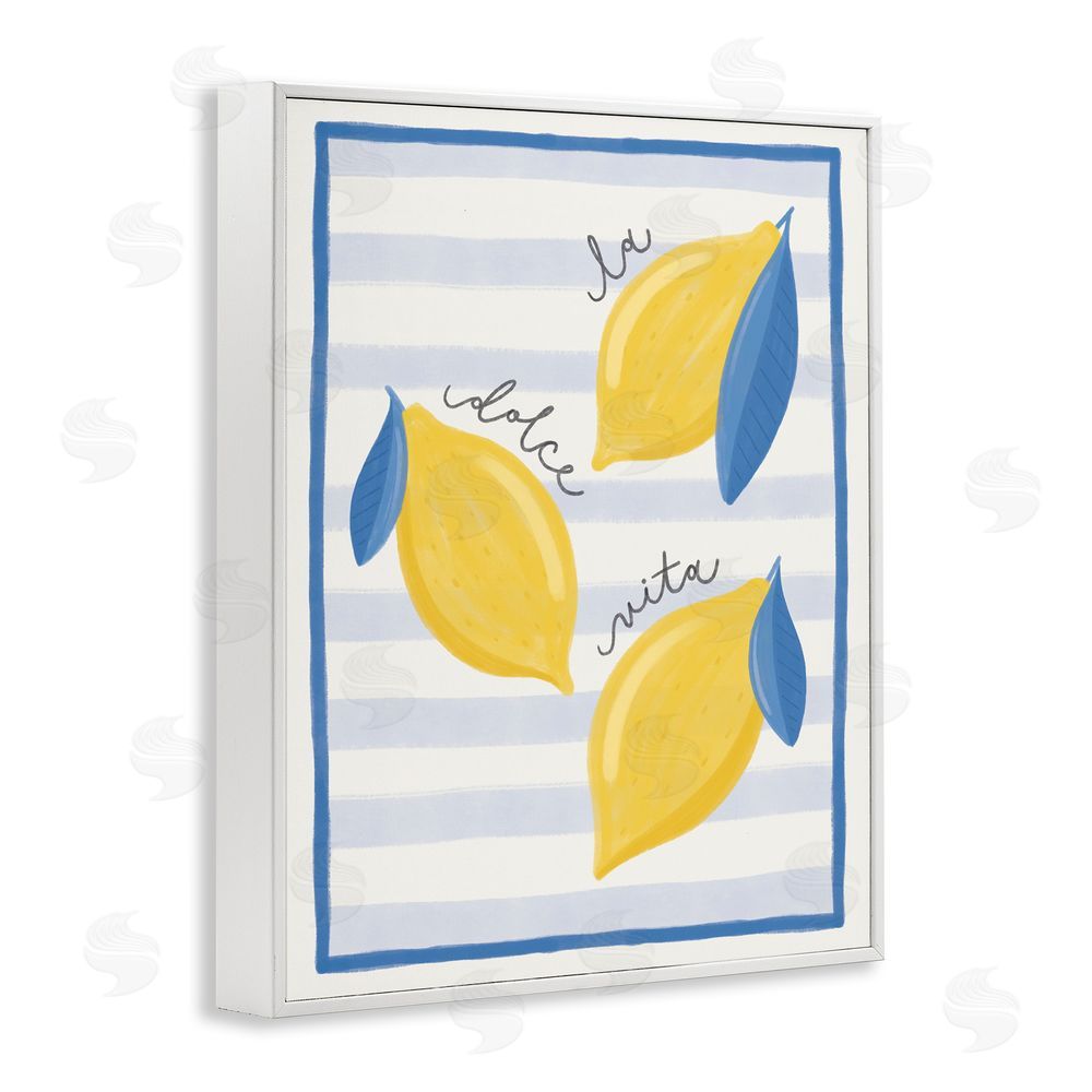 Jalynn Heerdt Dolce Vita Lemons & Stripes White Framed Giclee Wall Art Print
