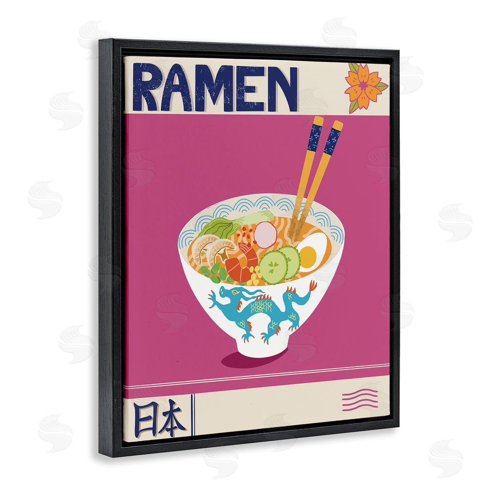 Jo Reid Enchanted Japanese Ramen Black Floating Frame Canvas Wall Art