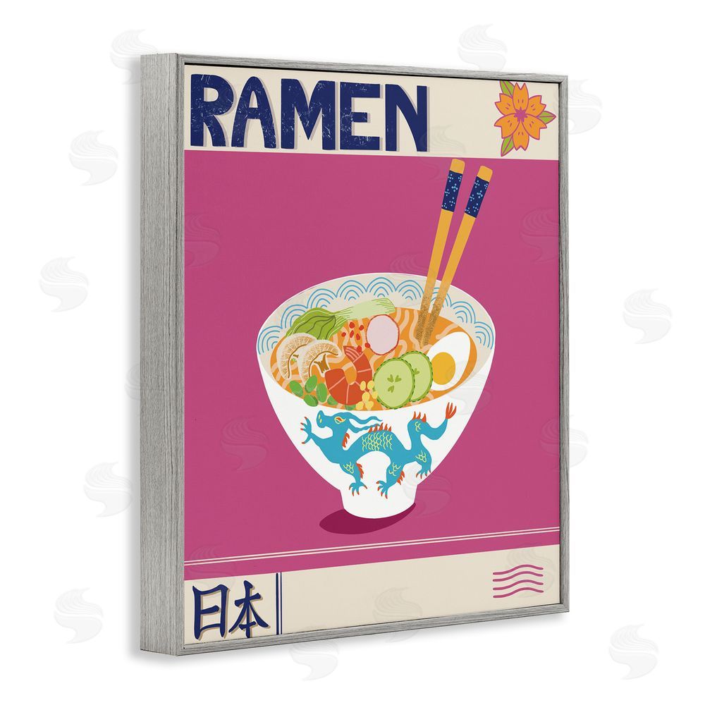 Jo Reid Enchanted Japanese Ramen Gray Framed Giclee Wall Art Print