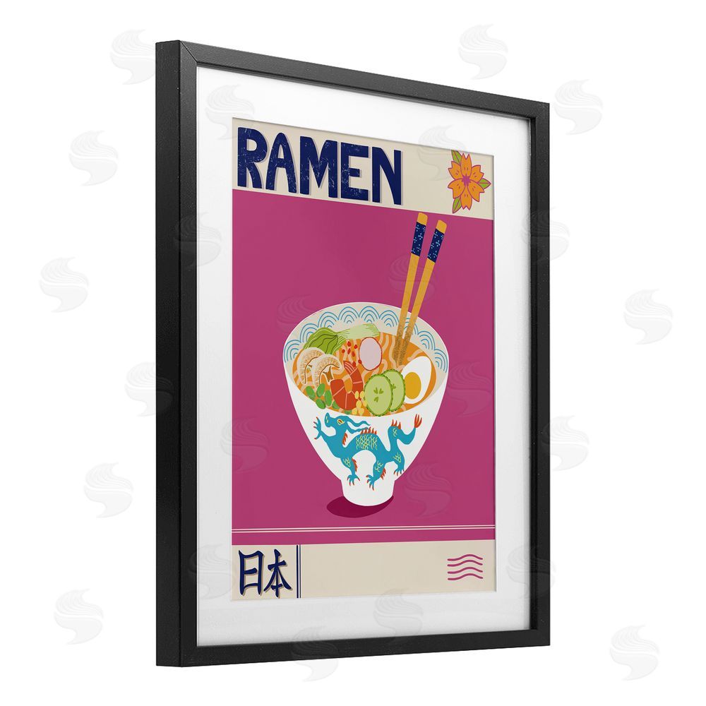 Jo Reid Enchanted Japanese Ramen Black Framed Print Under Glass with Mat Wall Art