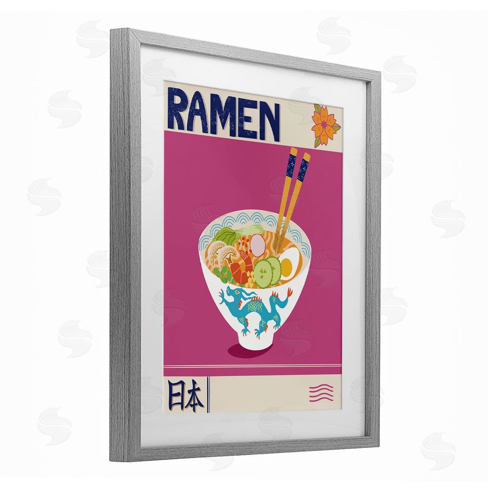 Jo Reid Enchanted Japanese Ramen Gray Framed Print Under Glass with Mat Wall Art