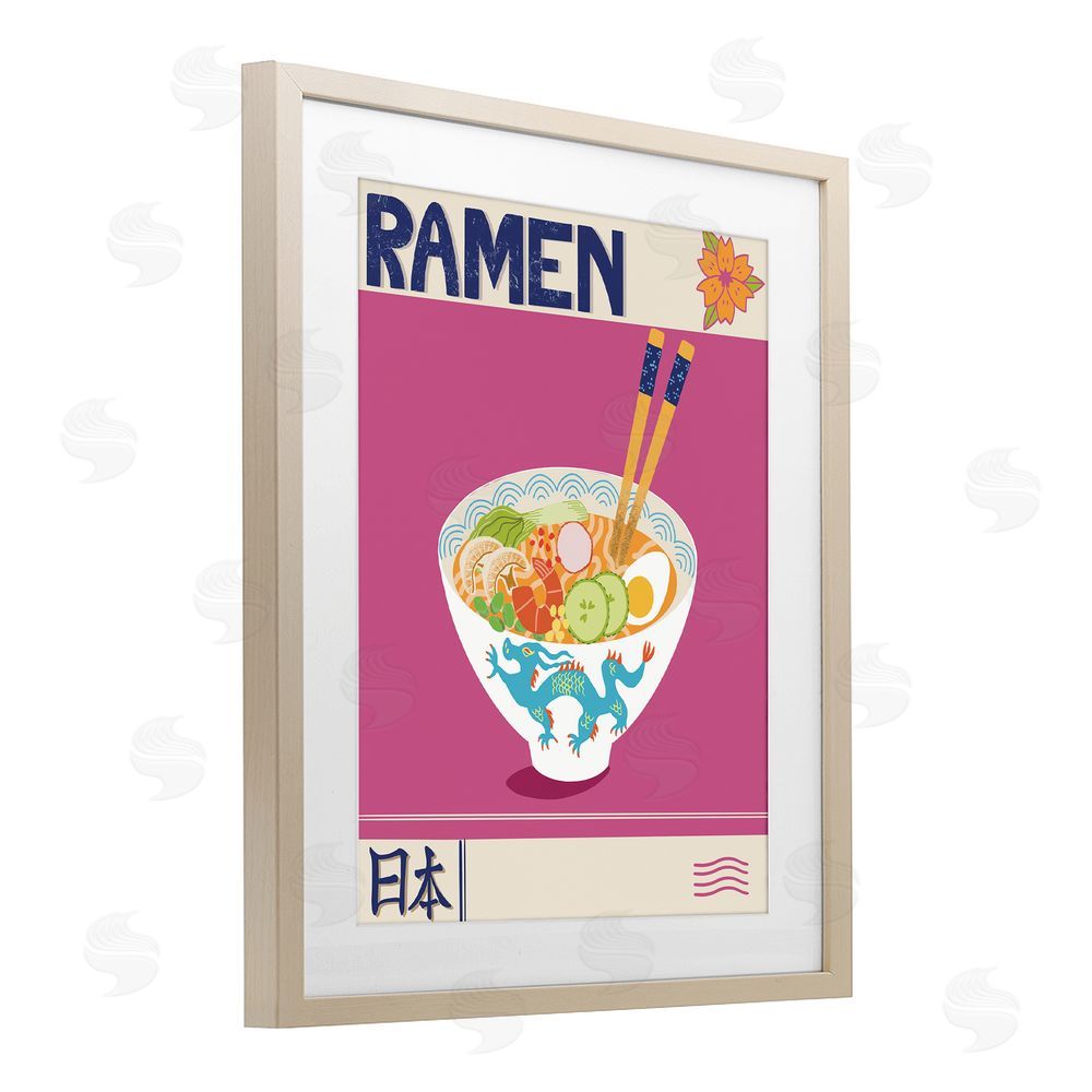 Jo Reid Enchanted Japanese Ramen Brown Framed Print Under Glass with Mat Wall Art