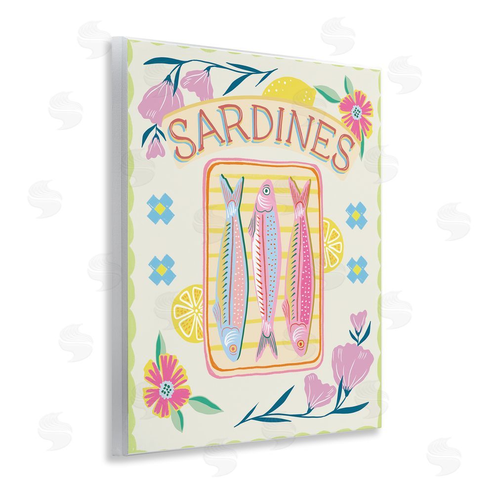 Jo Reid Pastel Sardines & Flowers Wall Plaque Art Print
