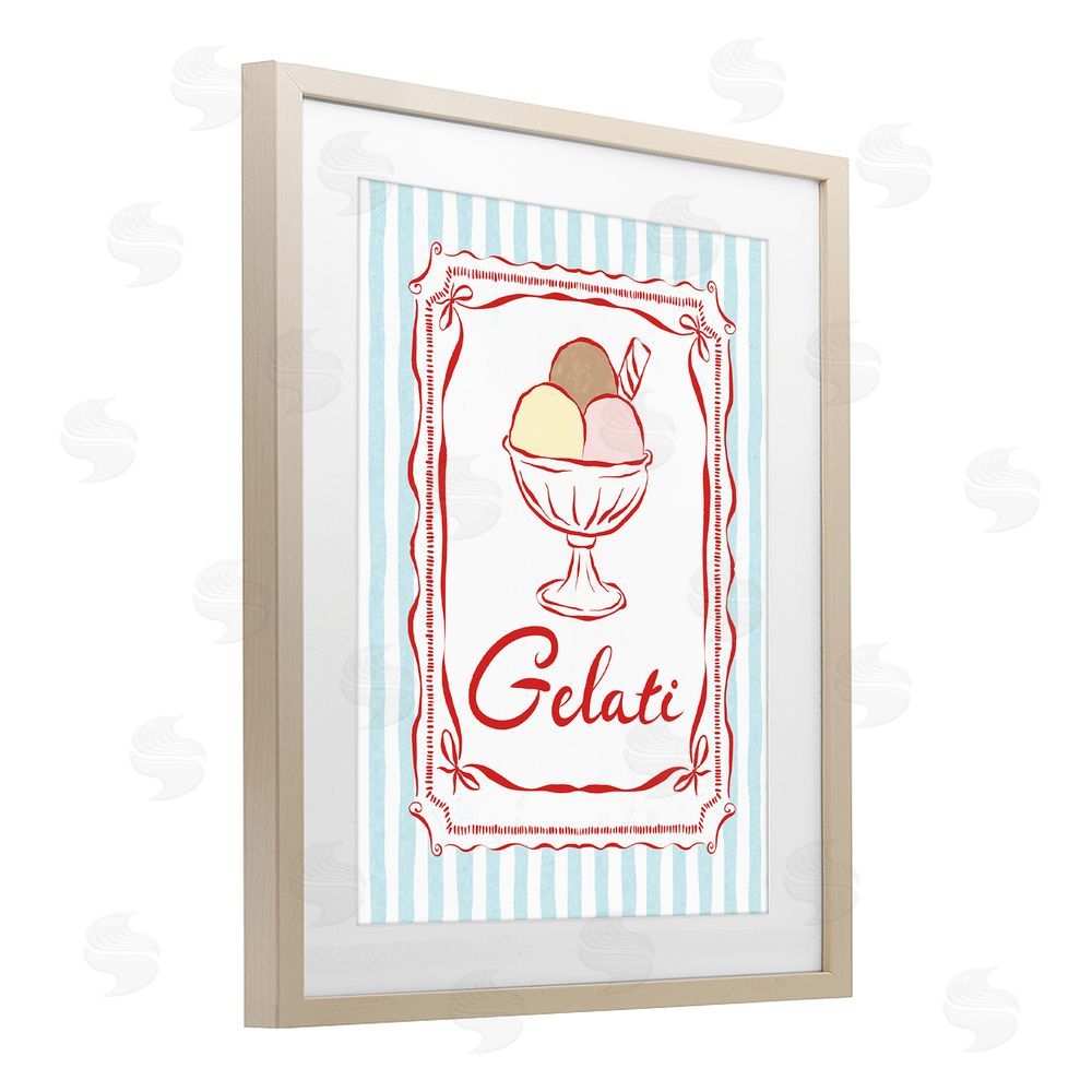Miriam Wood Italian Summer Gelati Brown Framed Print Under Glass with Mat Wall Art