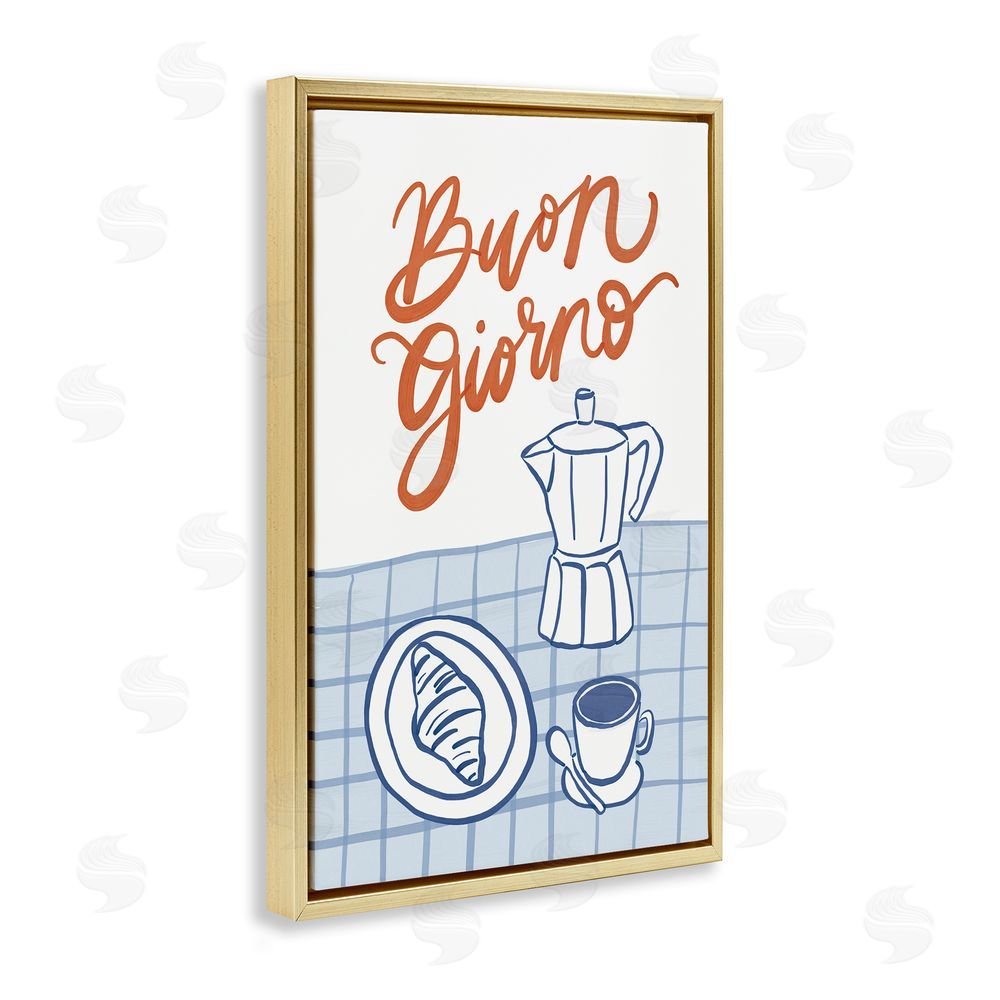 Amanda Houston Buon Giorno Breakfast Espresso Gold Floating Frame Canvas Wall Art Print
