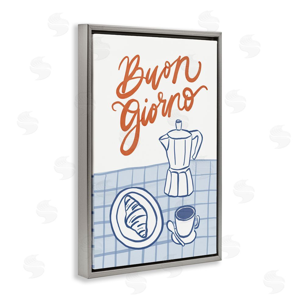 Amanda Houston Buon Giorno Breakfast Espresso Gray Floating Frame Canvas Wall Art Print