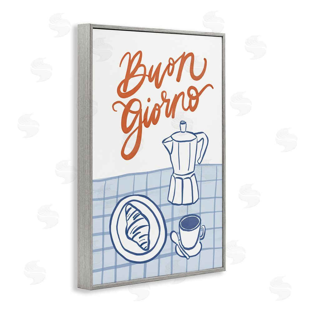 Amanda Houston Buon Giorno Breakfast Espresso Gray Framed Giclee Wall Art Print