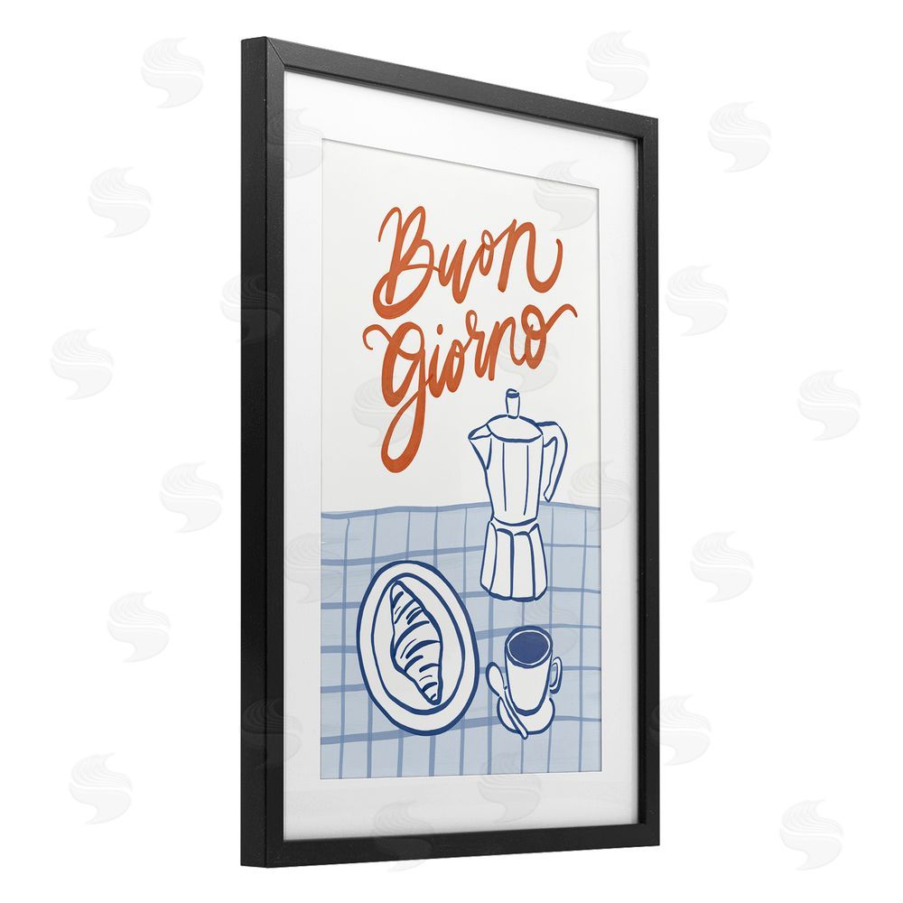 Amanda Houston Buon Giorno Breakfast Espresso Black Framed Print Under Glass Wall Art