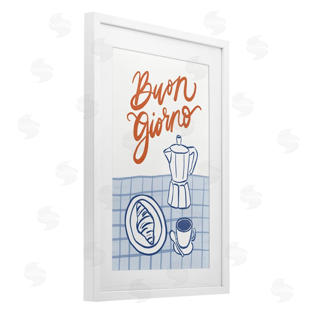 Amanda Houston Buon Giorno Breakfast Espresso White Framed Print Under Glass Wall Art