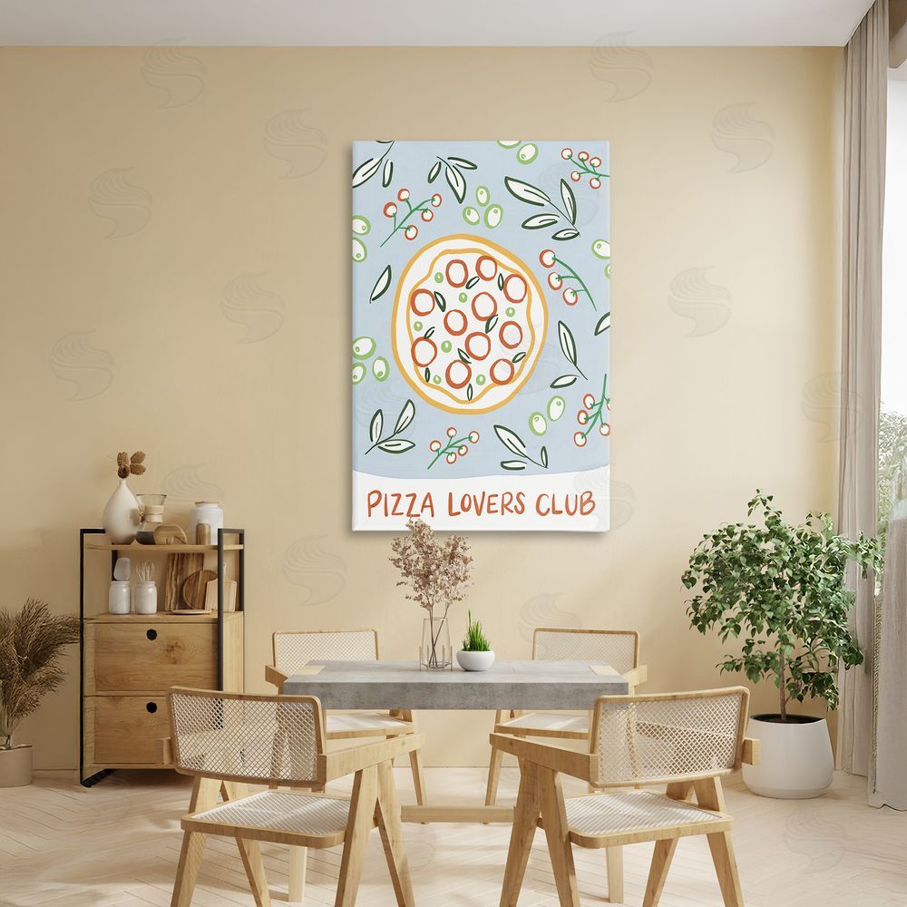 Amanda Houston Pizza Lovers Club Stretched Canvas Wall Art Print in Room
