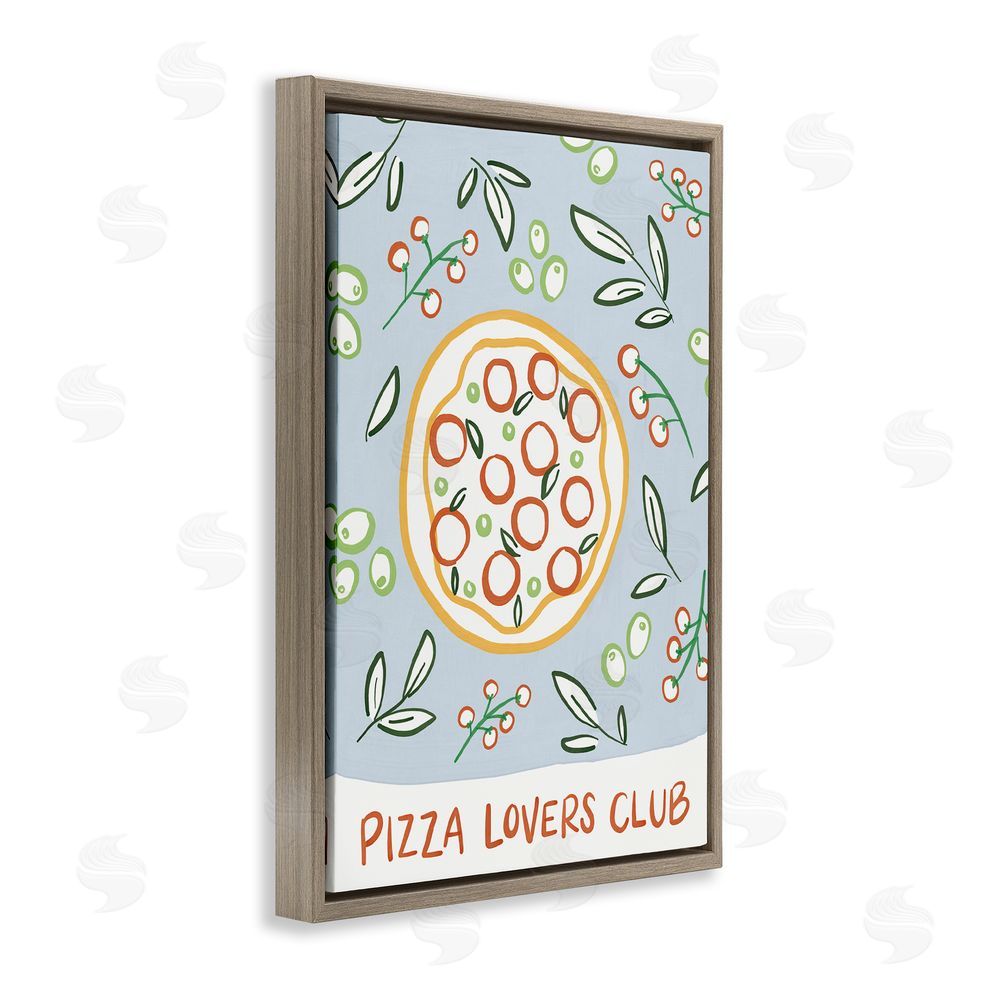 Amanda Houston Pizza Lovers Club Brown Floating Frame Canvas Wall Art Print