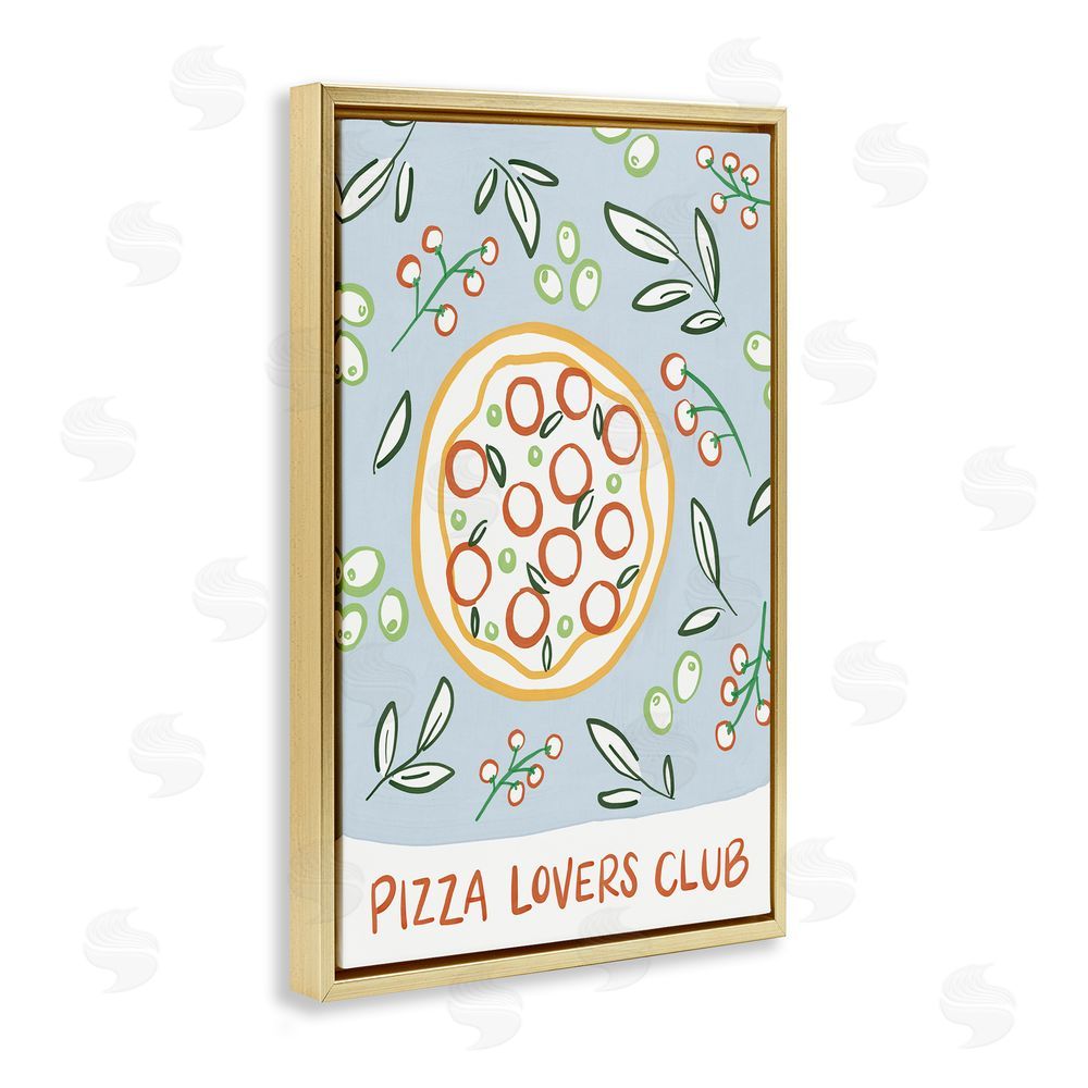 Amanda Houston Pizza Lovers Club Gold Floating Frame Canvas Wall Art Print