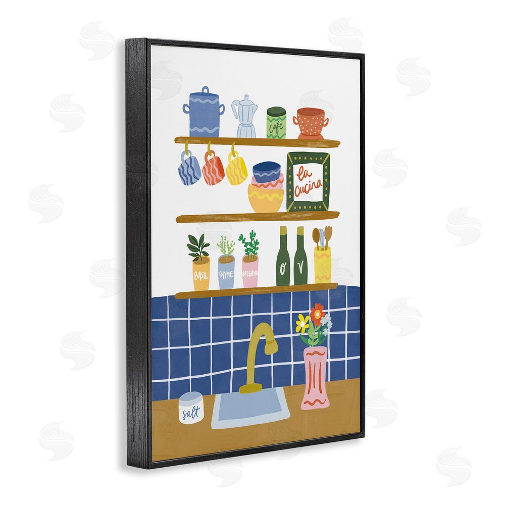 Amanda Houston Italian Kitchen Spice Rack Blacked Framed Giclee Wall Art Print