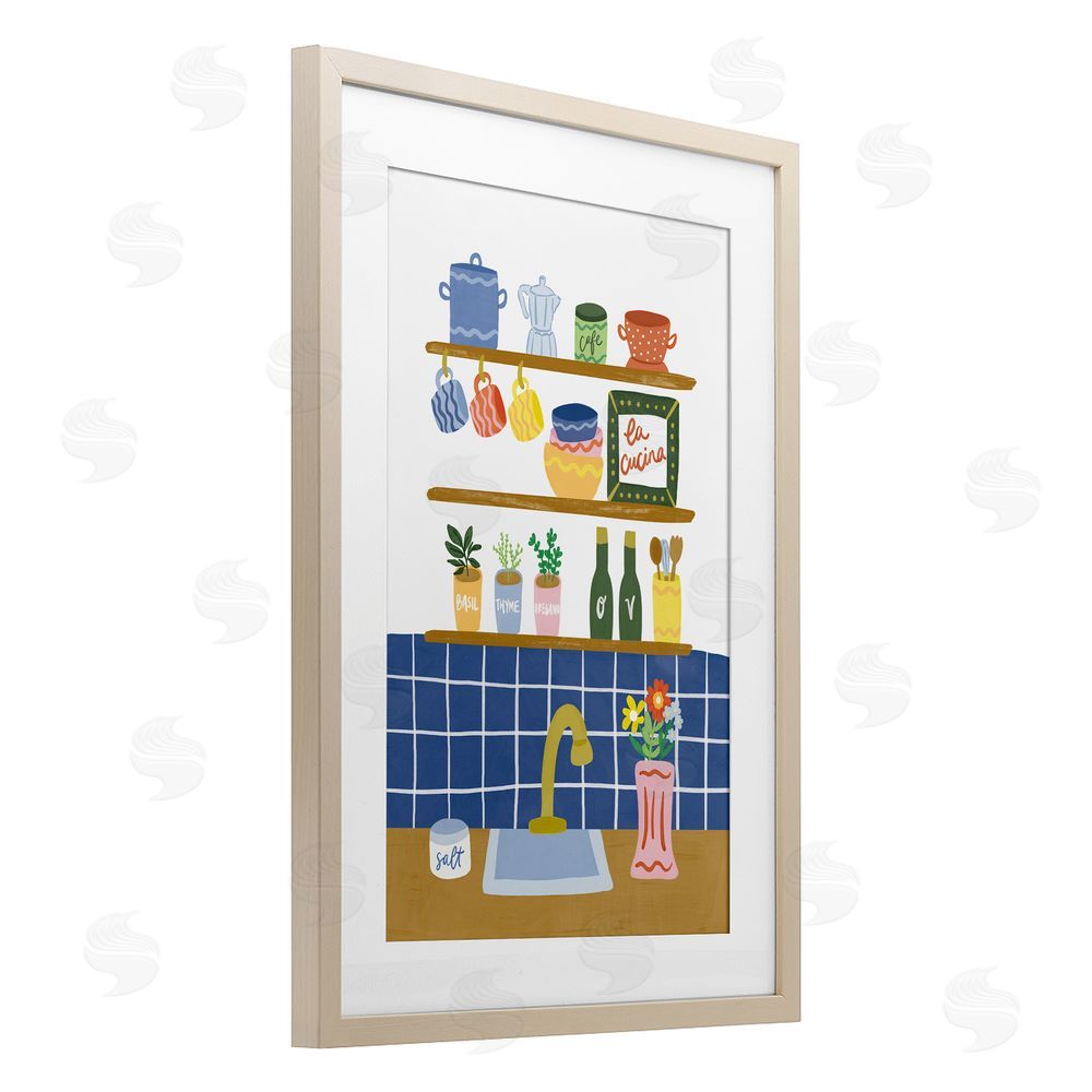 Amanda Houston Italian Kitchen Spice Rack Brown Framed Print Under Glass with Mat Wall Art