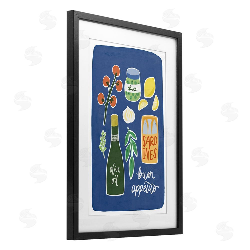 Amanda Houston Italian Kitchen Necessities Black Framed Print Under Glass with Mat Wall Art