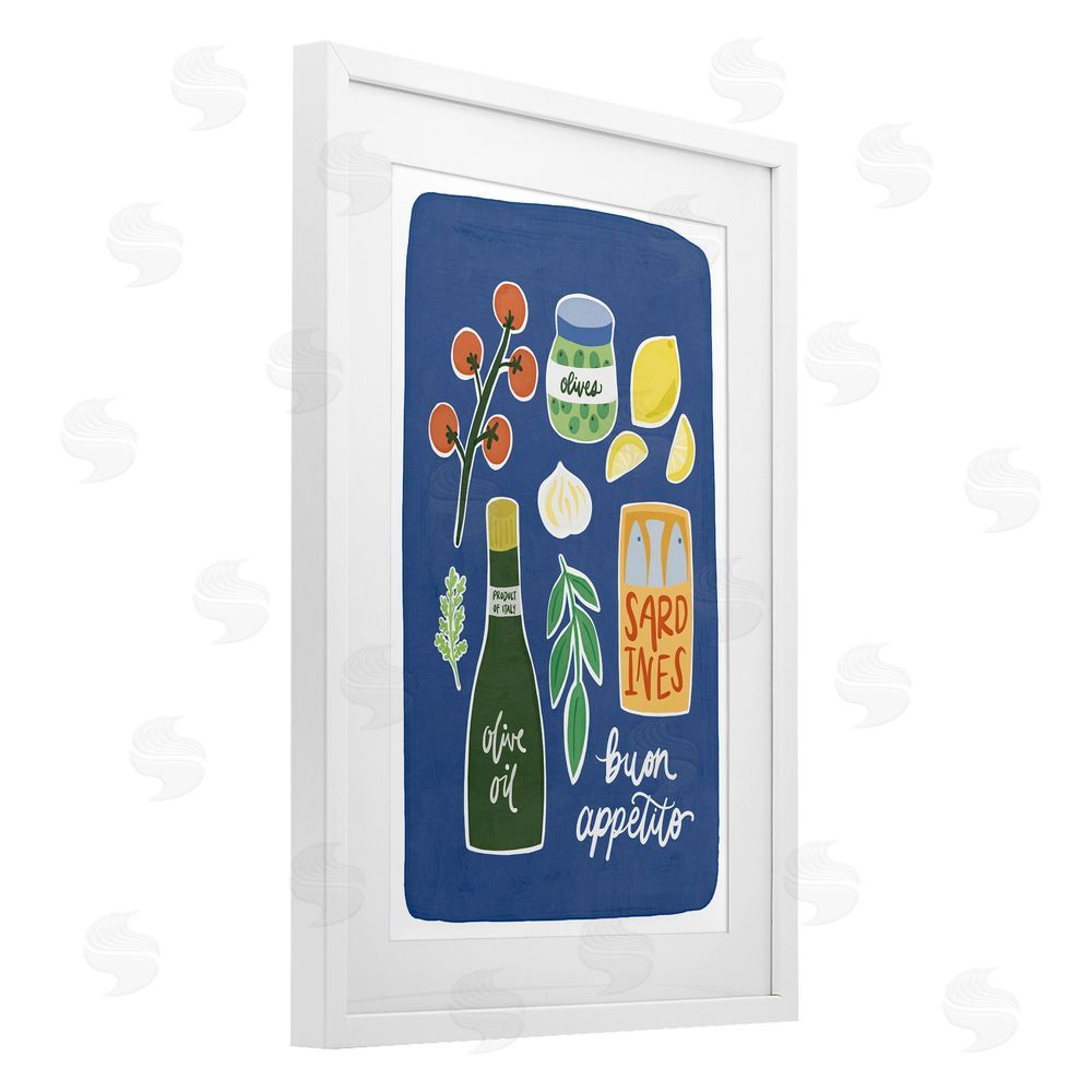 Amanda Houston Italian Kitchen Necessities White Framed Print Under Glass with Mat Wall Art