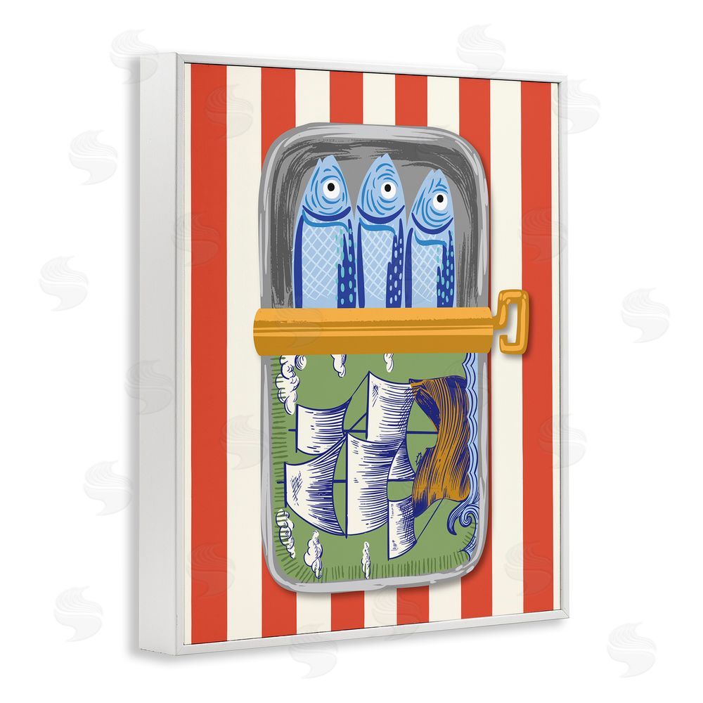 Arrolynn Weiderhold Sardines with Antique Ship White Framed Giclee Wall Art Print