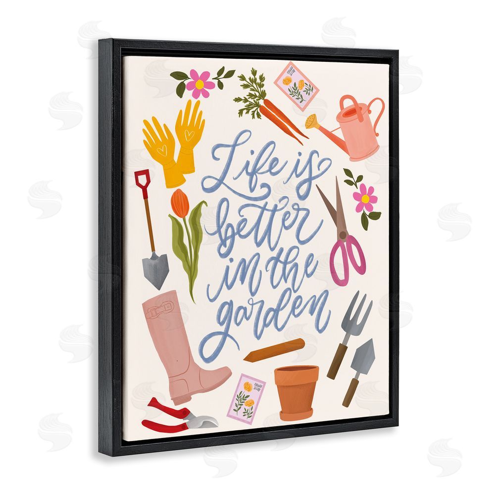 Isabela Schielke Life In The Garden Black Floating Frame Canvas Wall Art
