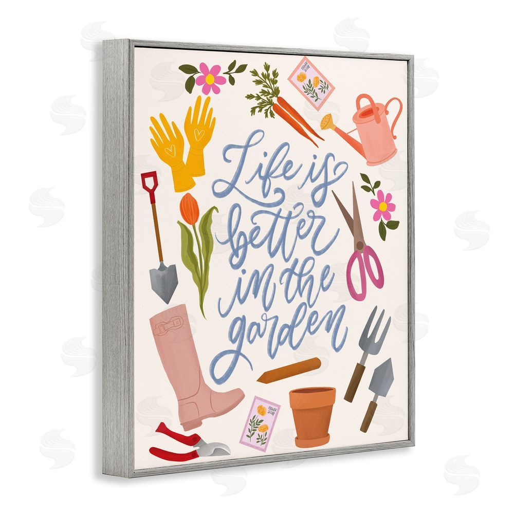 Isabela Schielke Life In The Garden Gray Framed Giclee Wall Art Print