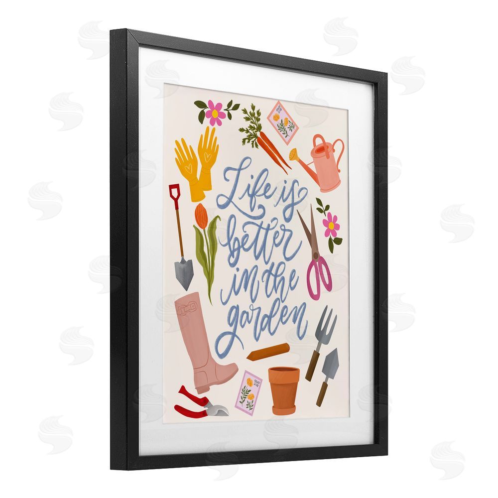 Isabela Schielke Life In The Garden Black Framed Print Under Glass with Mat Wall Art