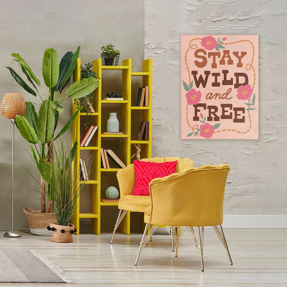 Nina Seven Wild & Free Boho Girl Stretched Canvas Wall Art Print in Room
