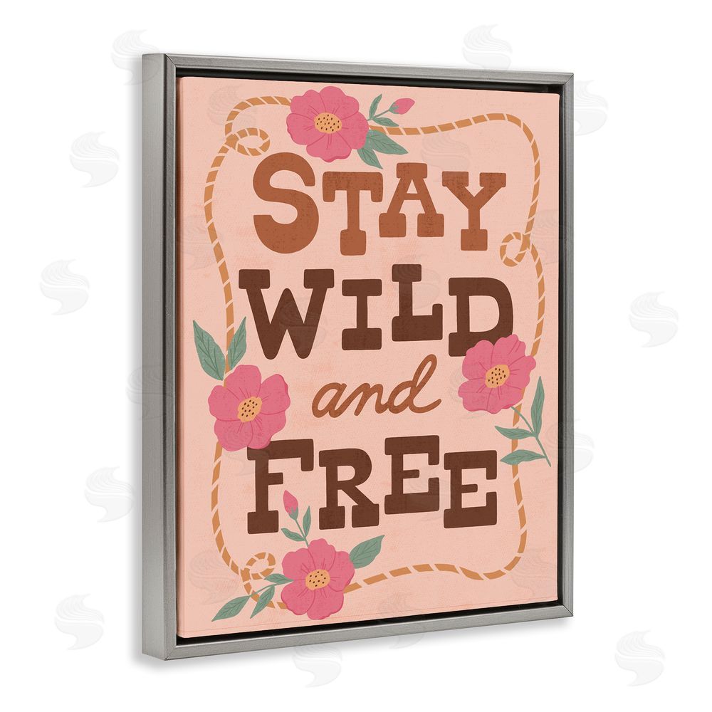 Nina Seven Wild & Free Boho Girl Gray Floating Frame Canvas Wall Art Print
