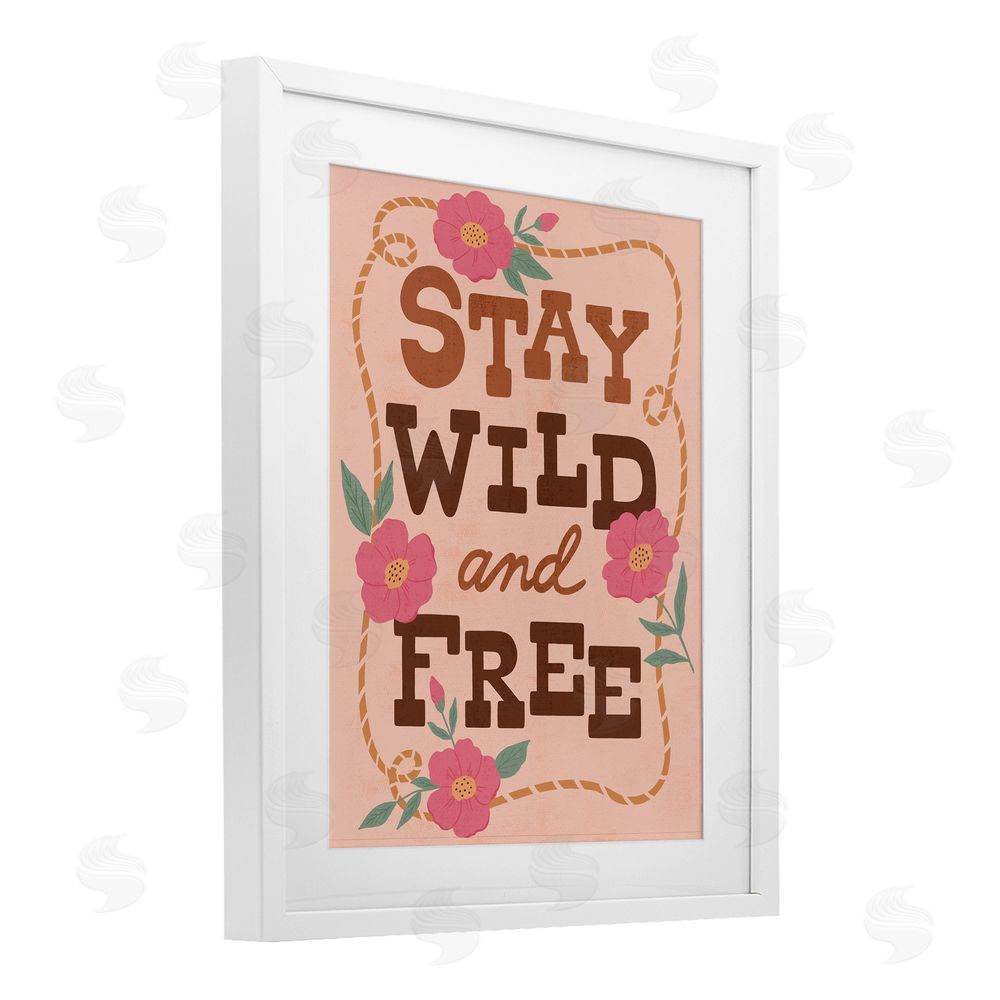 Nina Seven Wild & Free Boho Girl White Framed Print Under Glass Wall Art