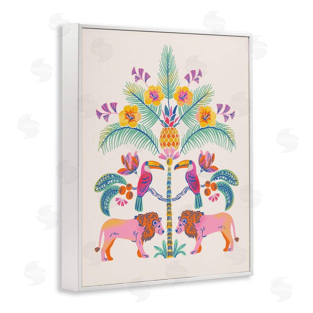 Riley Hutchens King of Jungle Symmetry White Framed Giclee Wall Art Print