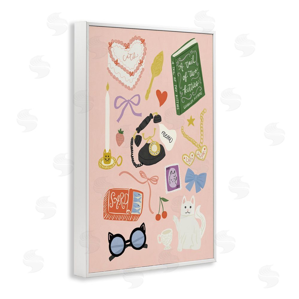Amanda Houston Vintage Cat Lover Trinkets White Framed Giclee Wall Art Print