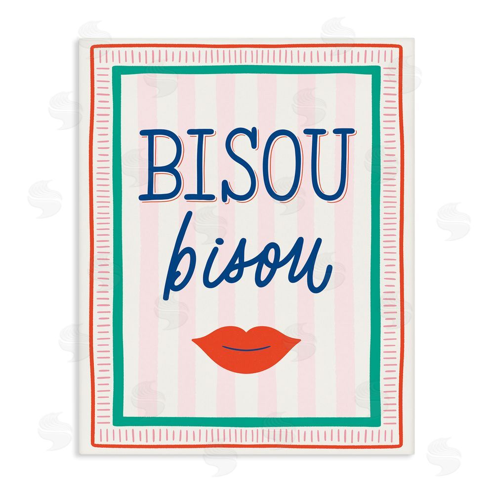 Jalynn Heerdt Bisou Kiss over Stripes Stretched Canvas Wall Art Print