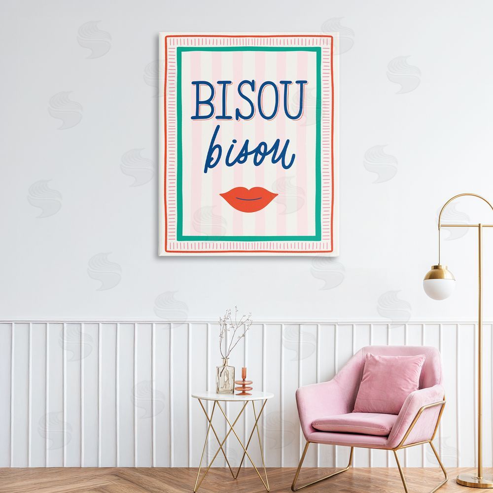 Jalynn Heerdt Bisou Kiss over Stripes Stretched Canvas Wall Art in Room
