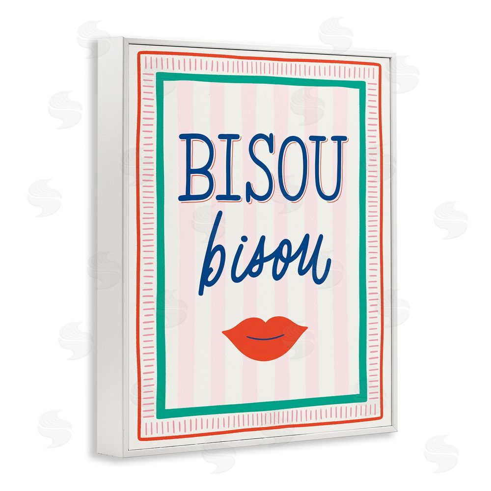 Jalynn Heerdt Bisou Kiss over Stripes White Framed Giclee Wall Art Print