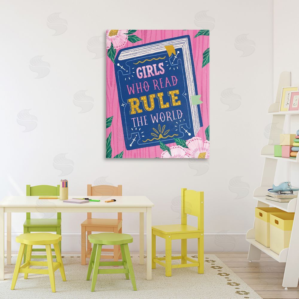 Vanessa Stoilova Girls Who Read Inspirational Stretched Canvas Wall Art in Room