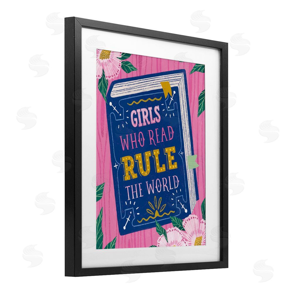 Vanessa Stoilova Girls Who Read Inspirational Black Framed Print Under Glass with Mat Wall Art