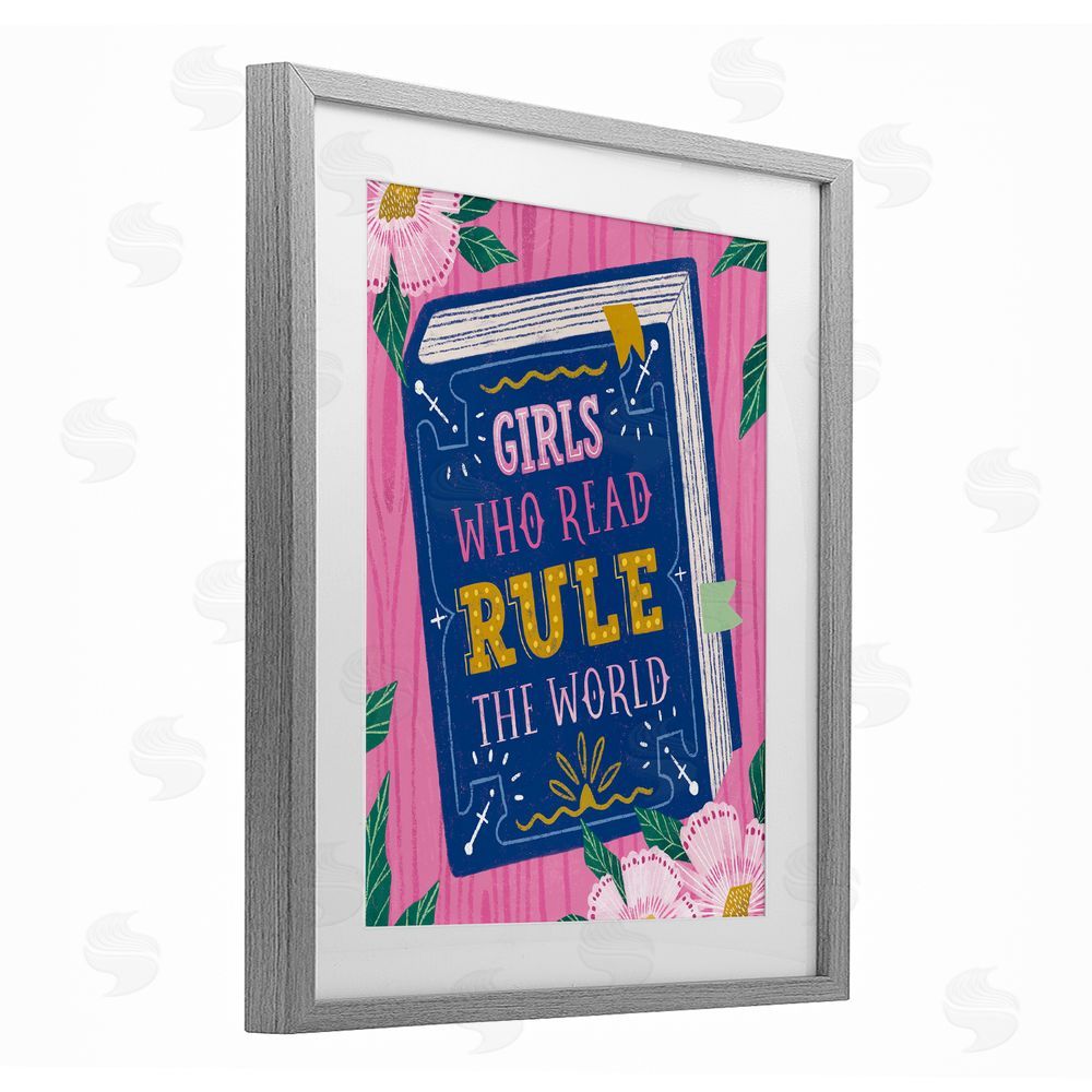 Vanessa Stoilova Girls Who Read Inspirational Gray Framed Print Under Glass with Mat Wall Art