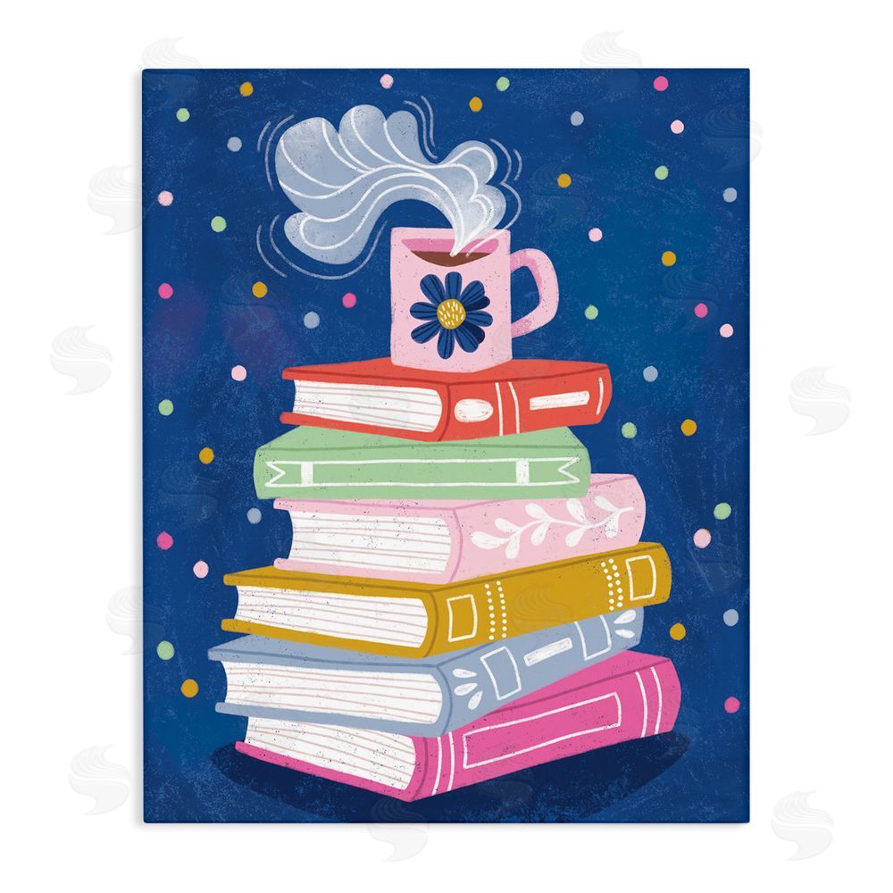 Vanessa Stoilova Book Stack & Cozy Mug Stretched Canvas Wall Art Print