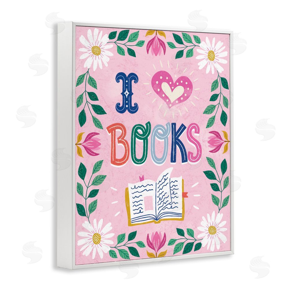 Vanessa Stoilova Floral I Love Books White Framed Giclee Wall Art Print